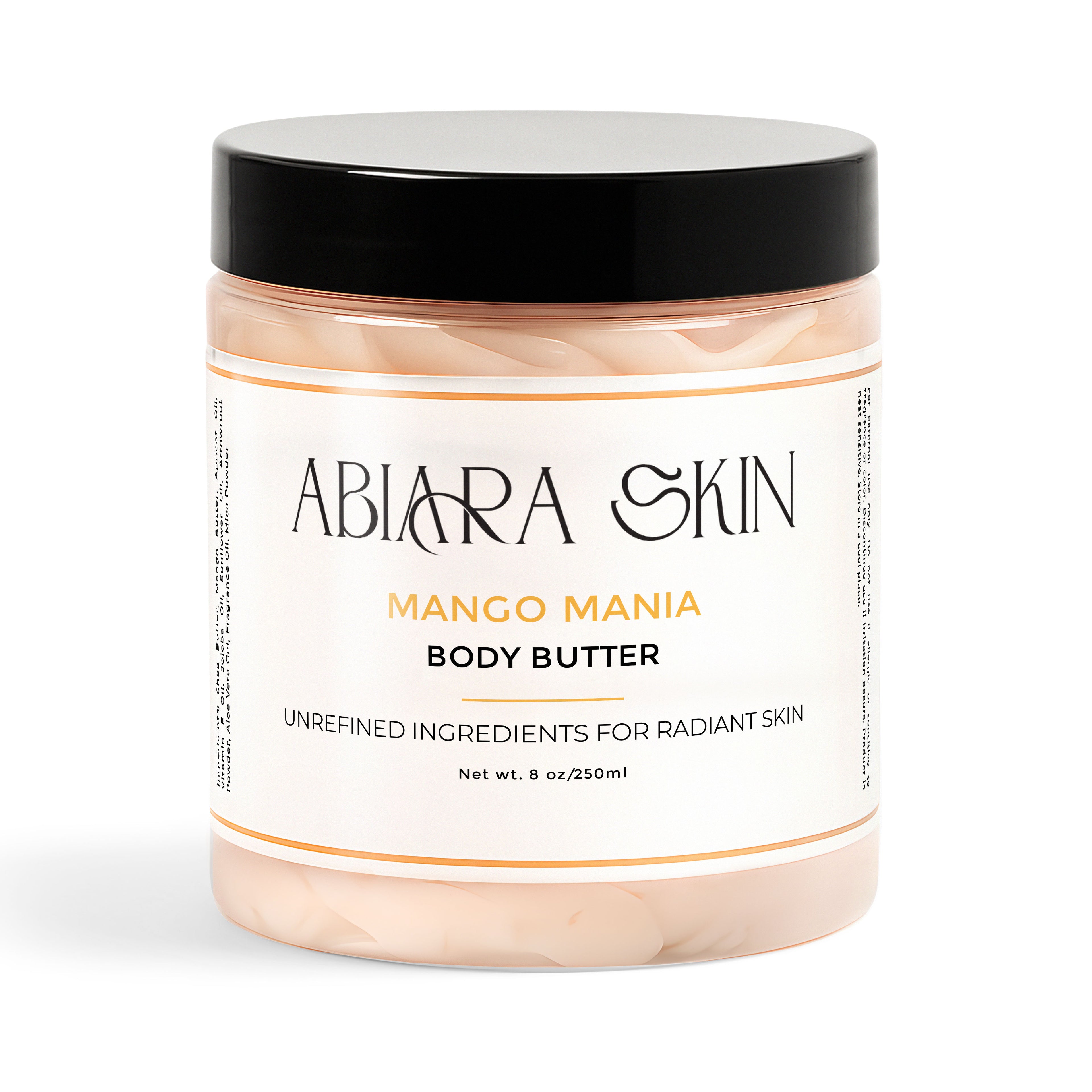 Jar of Abiara Skin Mango Mania Body Butter on a white background